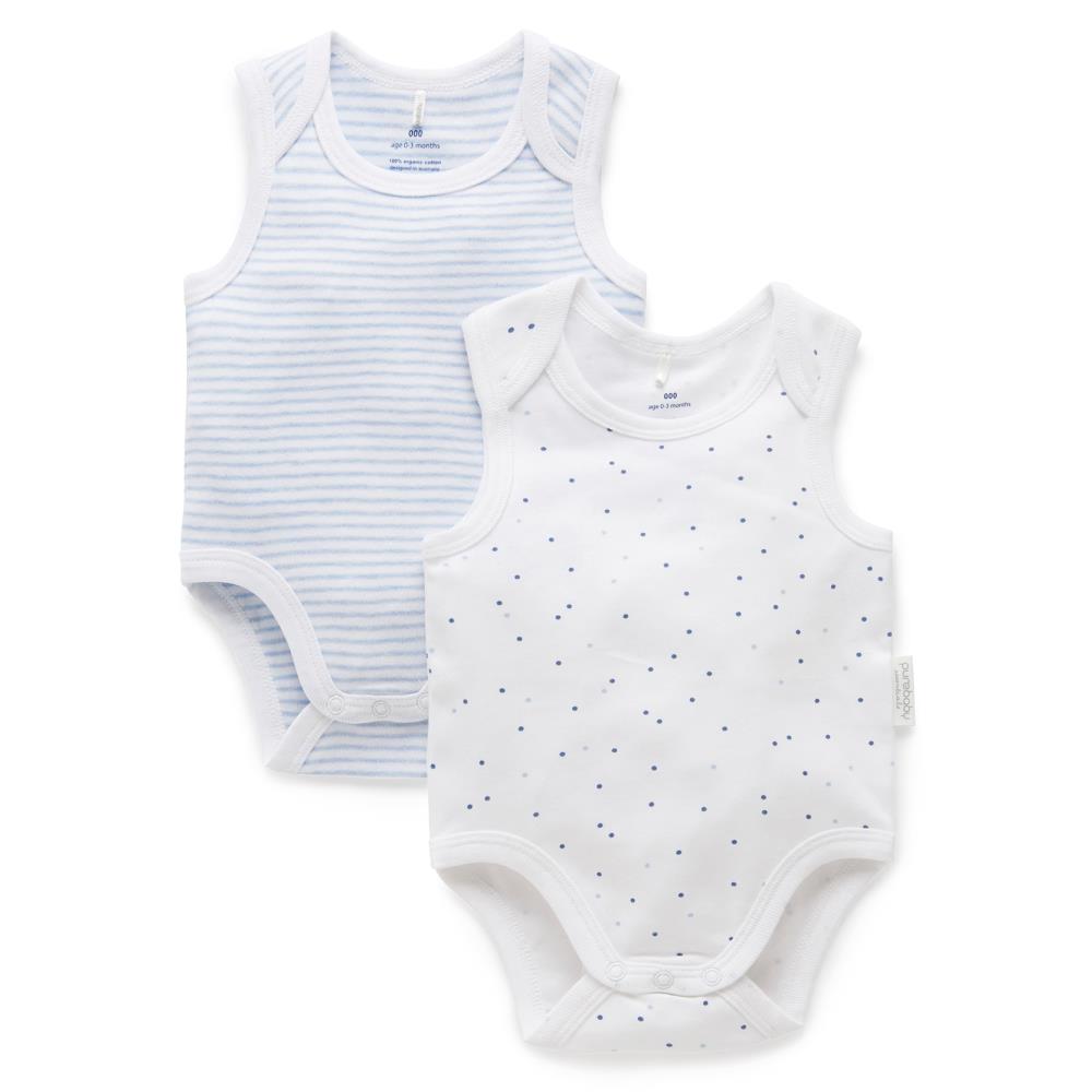 Purebaby 2 Pack Singlet Bodysuit